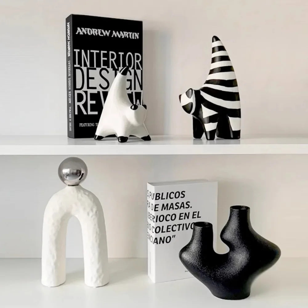 Escultura abstracta Wabi Sabi de cerámica - Pipe(black)