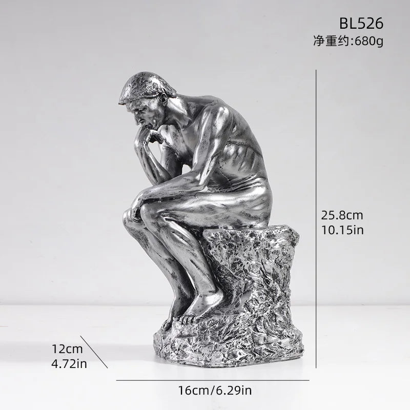 Escultura pensador europeo de resina