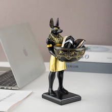 Escultura Anubis con bandeja decorativa en resina