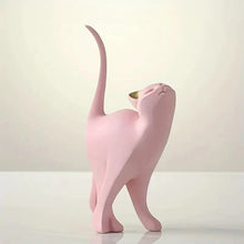 Escultura pareja de gatos decorativa en resina