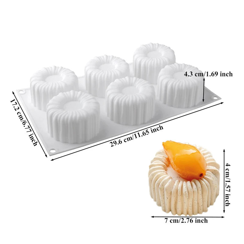 Molde de Silicona 6 Cavidades para Mini Tortas