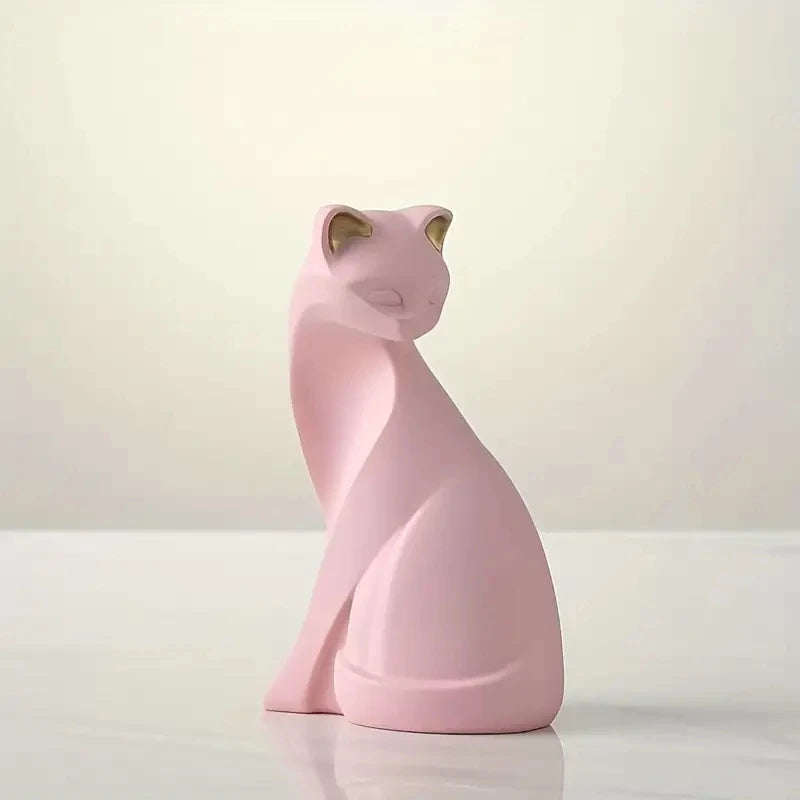 Escultura pareja de gatos decorativa en resina