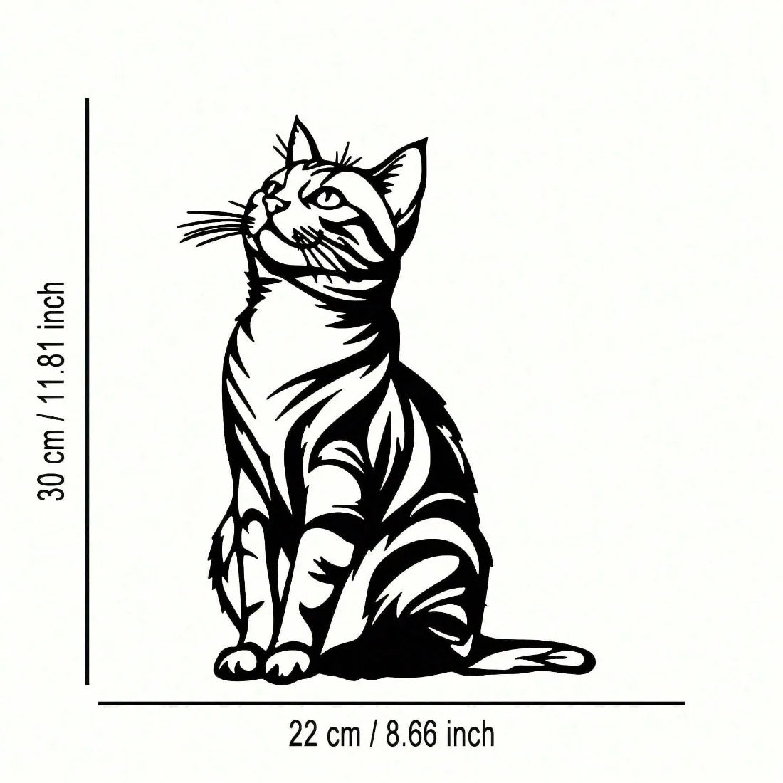 Cat Silhouette Metal Art, Black White Iron Wall Decor for Indoor Outdoor, Rust-Proof Waterproof Bedroom Bathroom