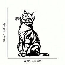 Cat Silhouette Metal Art, Black White Iron Wall Decor for Indoor Outdoor, Rust-Proof Waterproof Bedroom Bathroom