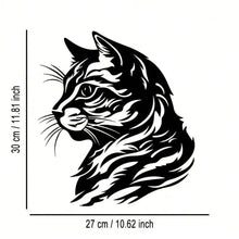 Cat Silhouette Metal Art, Black White Iron Wall Decor for Indoor Outdoor, Rust-Proof Waterproof Bedroom Bathroom