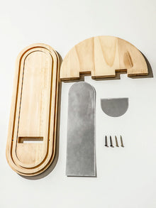 Espejo y repisa boho de madera para pared