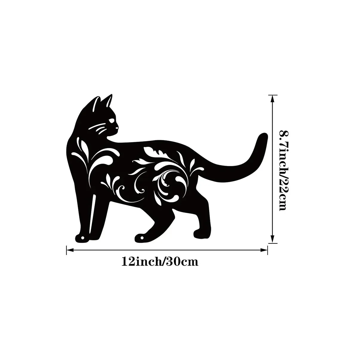 Cat Silhouette Metal Art, Black White Iron Wall Decor for Indoor Outdoor, Rust-Proof Waterproof Bedroom Bathroom