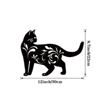 Cat Silhouette Metal Art, Black White Iron Wall Decor for Indoor Outdoor, Rust-Proof Waterproof Bedroom Bathroom