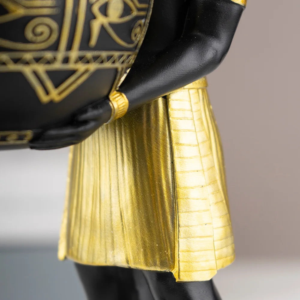 Escultura Anubis con bandeja decorativa en resina