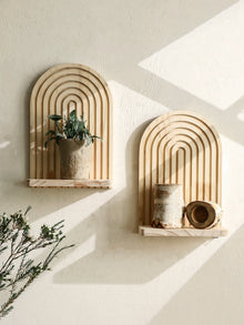 Repisa arco de madera estilo boho para pared