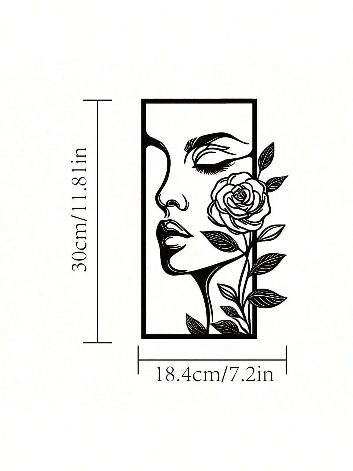 1pc Woman Flower Metal Wall Art Decor Modern Home Gift Aesthetic Portrait Face Outline Bedroom Room Decor