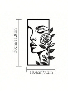 1pc Woman Flower Metal Wall Art Decor Modern Home Gift Aesthetic Portrait Face Outline Bedroom Room Decor