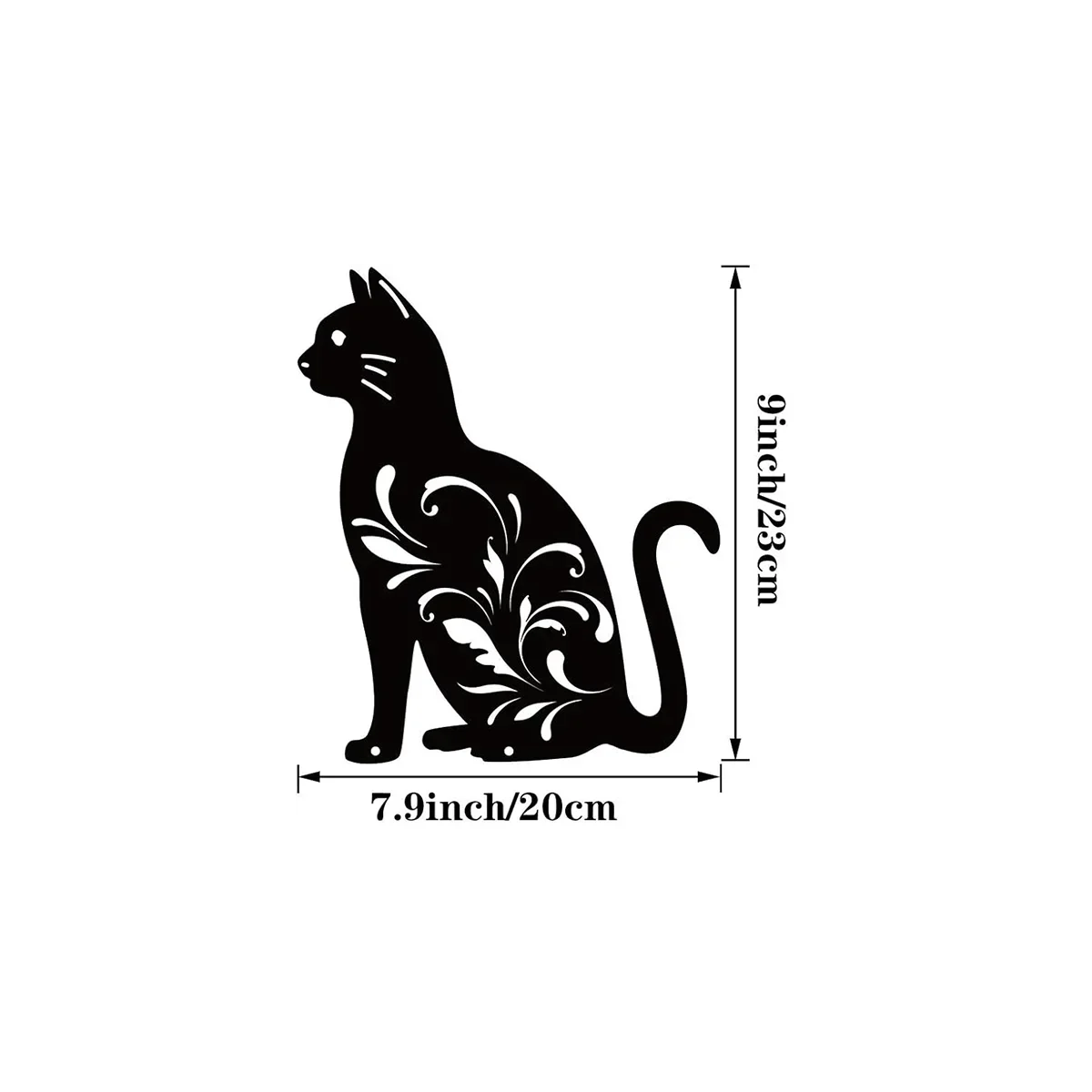 Cat Silhouette Metal Art, Black White Iron Wall Decor for Indoor Outdoor, Rust-Proof Waterproof Bedroom Bathroom
