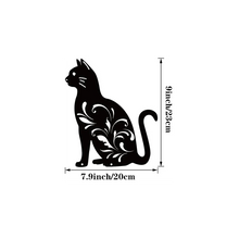 Cat Silhouette Metal Art, Black White Iron Wall Decor for Indoor Outdoor, Rust-Proof Waterproof Bedroom Bathroom