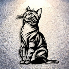 Cat Silhouette Metal Art, Black White Iron Wall Decor for Indoor Outdoor, Rust-Proof Waterproof Bedroom Bathroom