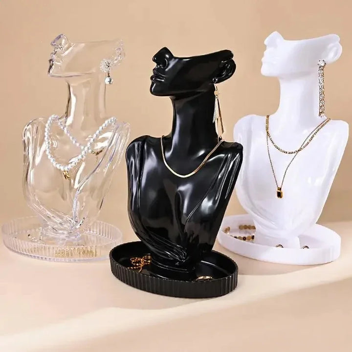 Busto expositor de joyas para collares y accesorios