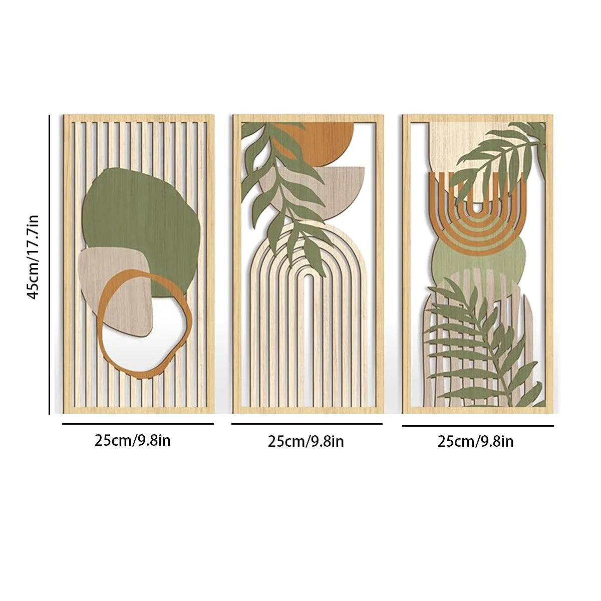 Set de 3 paneles boho de madera calada
