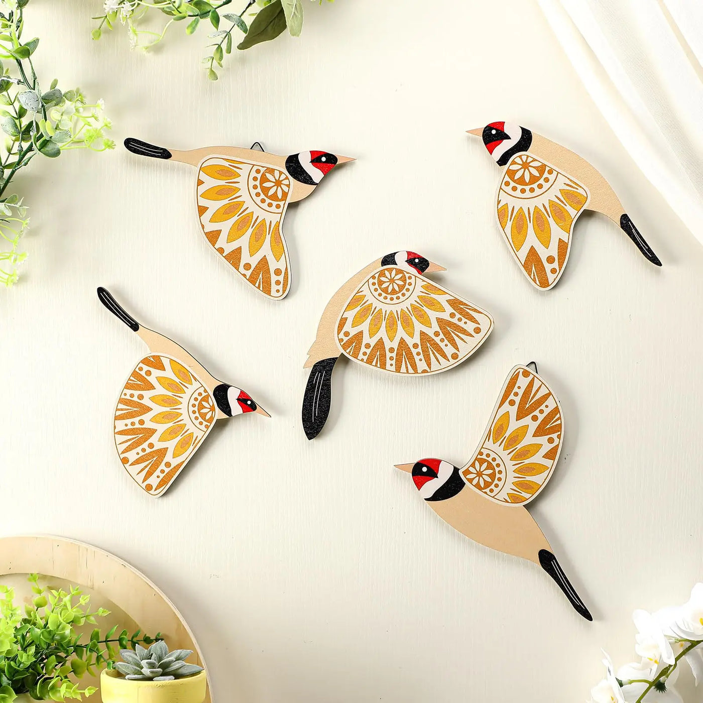 Set de aves de madera para decoración de pared
