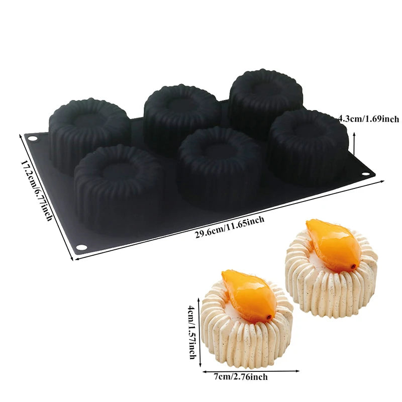 Molde de Silicona 6 Cavidades para Mini Tortas