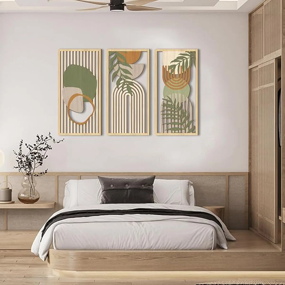 Set de 3 paneles boho de madera calada - MULTI 22x43cm