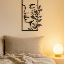 1pc Woman Flower Metal Wall Art Decor Modern Home Gift Aesthetic Portrait Face Outline Bedroom Room Decor