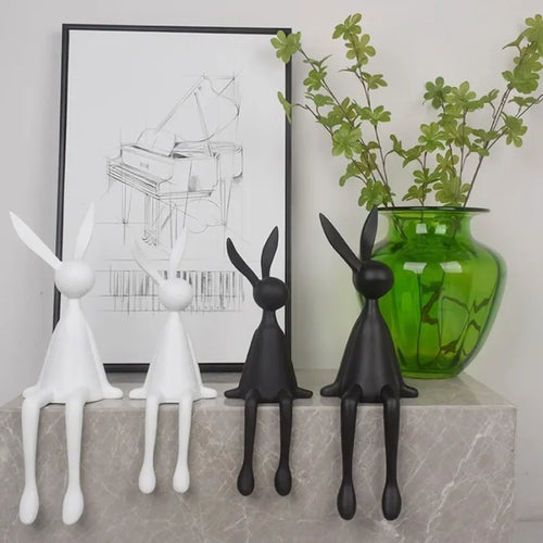 Conejo decorativo premium de resina