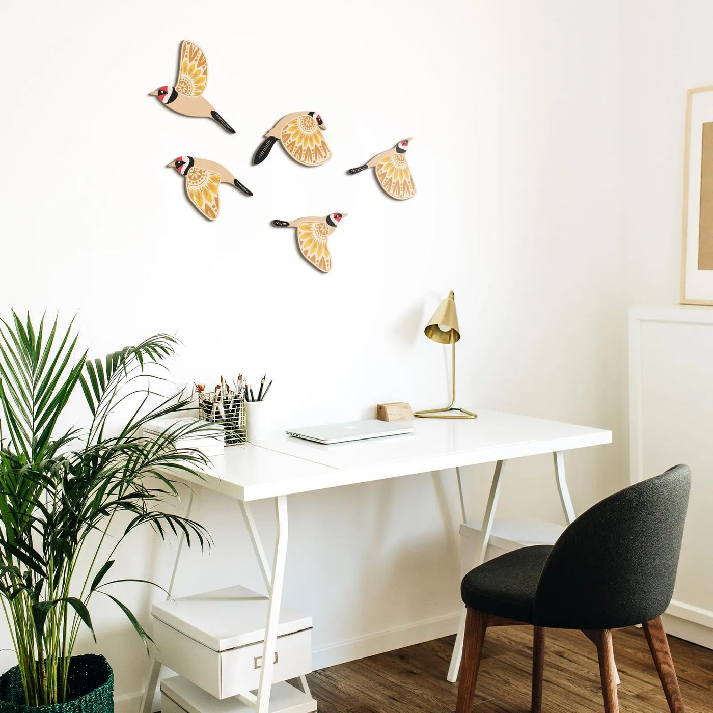 Set de aves de madera para decoración de pared