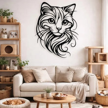 Cat Silhouette Metal Art, Black White Iron Wall Decor for Indoor Outdoor, Rust-Proof Waterproof Bedroom Bathroom