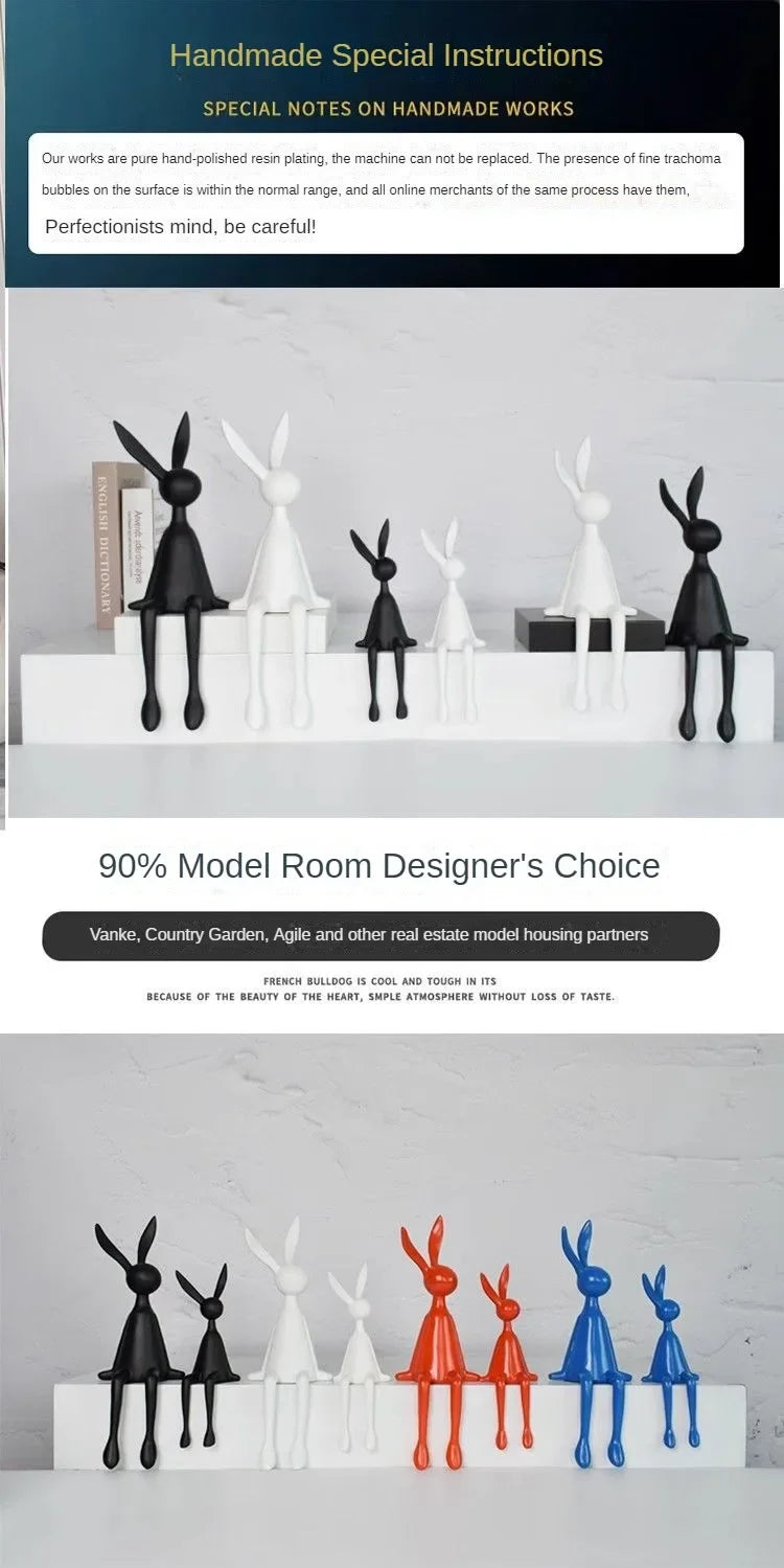 Conejo decorativo premium de resina