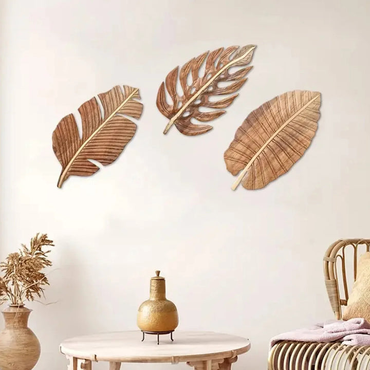 Set de hojas de madera para decoración de pared