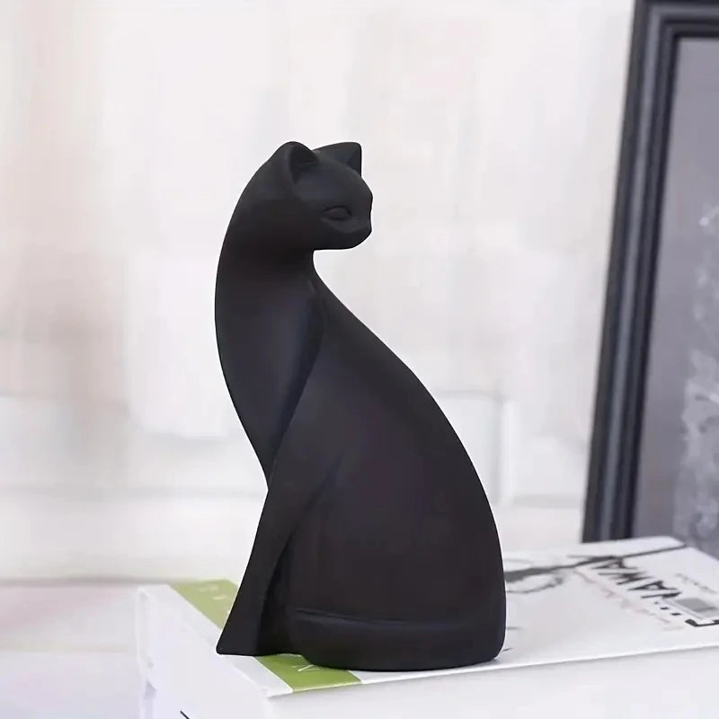 Escultura pareja de gatos decorativa en resina