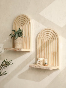 Repisa arco de madera estilo boho para pared