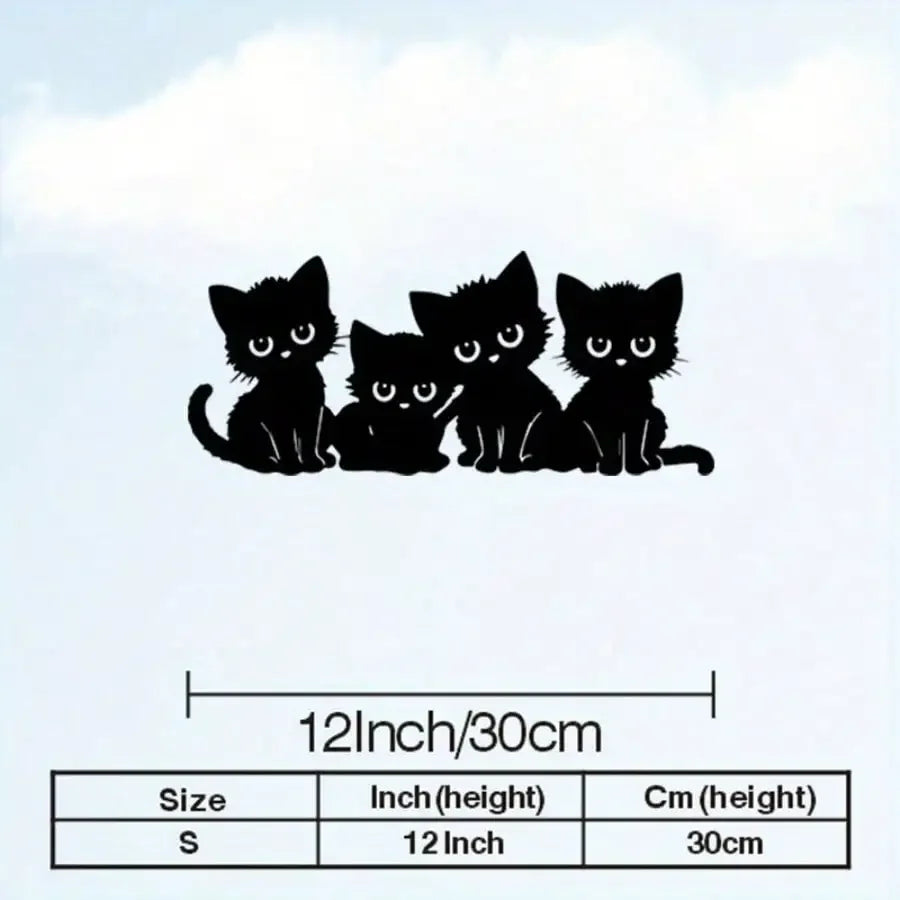 Cat Silhouette Metal Art, Black White Iron Wall Decor for Indoor Outdoor, Rust-Proof Waterproof Bedroom Bathroom